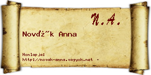 Novák Anna névjegykártya
